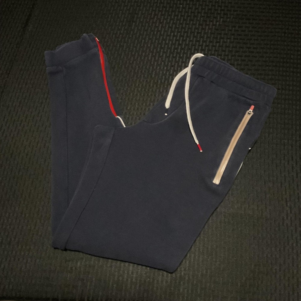 Lacoste Sport Sweatpants Mens Medium Blue Zip Pockets Side Stripe Joggers Track‎